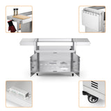Stainless Steel Grill Cart for Hygrill 5-Burner Built-in Gas Grill, Outdoor Kitchen Island with Foldable Side Shelves and Storage Cabinet Stanbroil