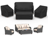 Mrrihand Patio Furniture Covers, 4 Piece Outdoor Furniture Cover Waterproof includ Ourdoor Sofa Cover, 2 Chair Covers, Coffee Table Cover with Windproof Buckle Strap and Adjustable Drawstring Mrrihand