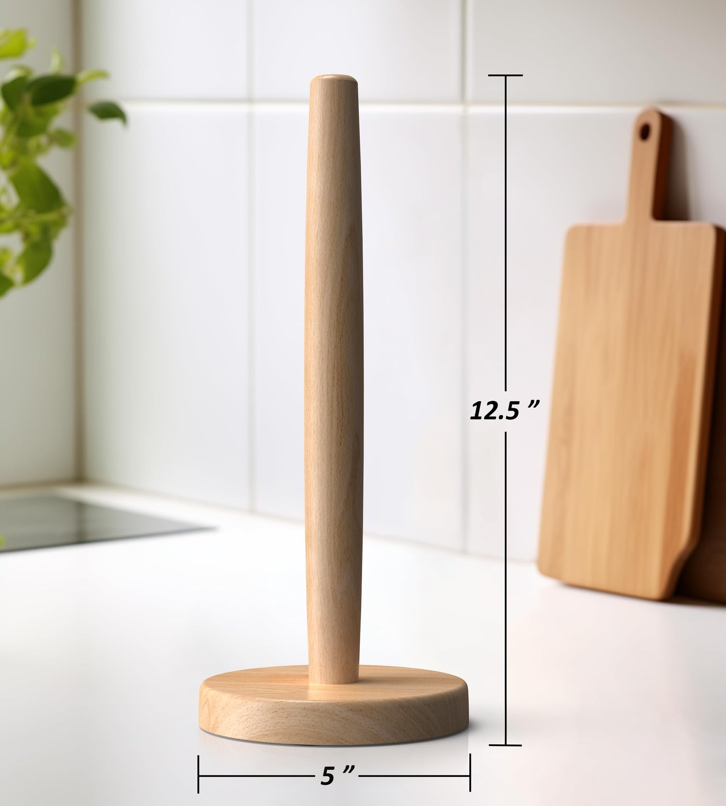 CHAUNCEY HOME Wooden Paper Towel Holder Stand - Kitchen Paper Hanger Rack Bathroom Towel Roll Stand Organizer Simply Standing Countertop Paper Roll Holder, WPTH, Large