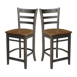 International Concepts Emily Counterheight Stool - 24-inch Seat Height, Hickory/Washed Coal (S45-6172) IC International Concepts