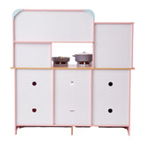 VEVOR Wooden Play Kitchen Toy, Play Kitchen for Kids with Lights and Sounds, Toddler Kitchen with Ice Maker, Oven, Sink, Microwaves, Fridge and Utensil and Fruit Accessory for Toddlers Ages 3-8, Pink VEVOR