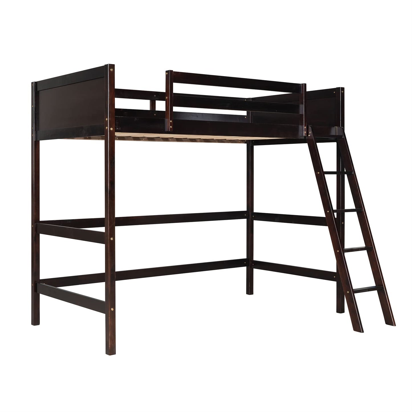 Espresso Twin Loft Bed by Harper & Bright Designs - Stylish and Space-Saving for Kids and Teens - WoodArtSupply