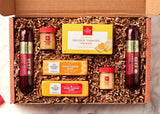 Hickory Farms Gift Basket Hearty Beef Summer Sausage and Cheese Sampler with bonus Holiday Magnet - Meat and Cheese Set including 2 Sausages, Smoked Cheddar Blend 4 oz, Farmhouse Cheddar 4 Oz Hickory Farms
