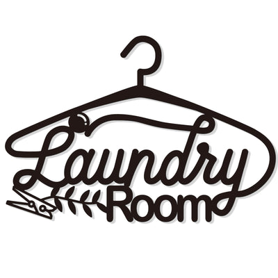Bnesi Laundry Black Decor Sign, Farmhouse Metal Wall Art Decoration, Rustic and Elegant Laundry Room Hanging Decor, Optional Size, Black Rack Shape (Medium)