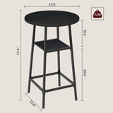 MAHANCRIS Round Bar Table, 37.4" High Pub Table, 2-Tier Counter Height Cocktail Table, High Top Tables with Storage, Bistro Tables for Small Spaces, Easy to Assemble, Black BTHB12501 MAHANCRIS