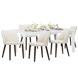 COLAMY 7-Piece Dining Table Set for 6, 60" Rectangular Wooden Kitchen Table with 6 Retro Dining Room Chairs, White/Beige COLAMY