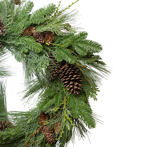 Northlight Pine Cone and Cedar Artificial Christmas Wreath - 32-Inch, Unlit