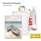 Natuyalo Paint by Numbers Kit with Framed - Boat on Beach Paint by Numbers for Adults Beginner Seascape DIY Acrylic Painting by Numbers Kit Colorful Paintworks Artwork, 12x16 Inch Natuyalo