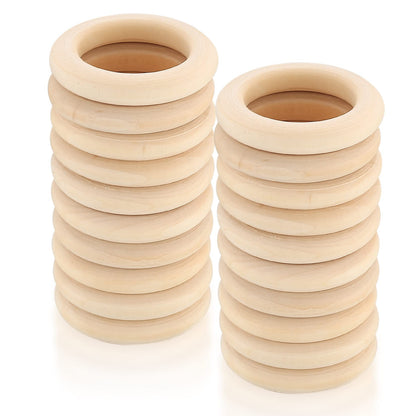 20pcs Wooden Rings for Crafts, Natural Wooden Rings for Macrame, Unfinished Wood Rings Circles, Macrame Rings Wooden Hoops for DIY Craft Pendant Connectors Jewelry Making - 55mm/2.16 inch - WoodArtSupply