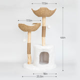 Modern Cat Tree for Indoor Cats Large Adult 46" Tall,Wooden Cat Tower for Large Cats with Scratching Post,Luxury Cat Condo, White. PISARRY