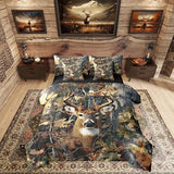 Erosebridal Deer Camo Queen Comforter Set with Sheets Rustic Hunting Bedding Set 7-Piece for Men Boys Kids Adults Camouflage Army Deer Bed in A Bag Vintage Hunting Animals Quilt Duvet Insert Erosebridal