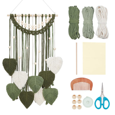 ORIGACH DIY Macrame Leaf Wall Hanging Kit Boho Macrame Leaf Tapestry Kit for Adults Beginner Handmade Macrame Feather Wall Hanging Decor for Living Room Bedroom ORIGACH