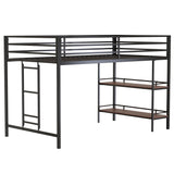 Twin Size Low Loft Bed with Storage Shelves for Kids,Kids Loft Bed Twin Size,Metal Loft Bed Frame for Boys Girls,Junior Low Loft Bed,Black Bellemave
