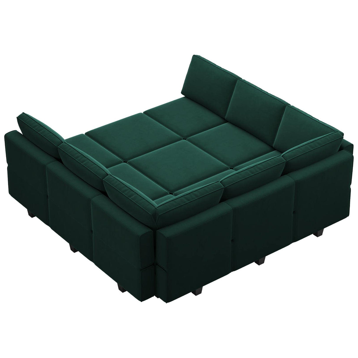 Belffin Modular Sectional Sofa with Ottomans Velvet Reversible Sleeper Sectional Sofa with Chaise Modular Sleeper Sofa Bed with Storage Seat Green Belffin