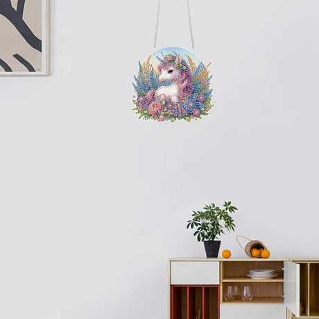 TDFERAN Diamond Painting Pendant Unicorn DIY Diamond Art Ornament Kits Arts and Crafts for Adults Gem Art Hanging for Wall Home Window Decor Paint by Numbers for Abults Painting Art Work TDFERAN