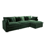 Ravy Concept Sectional Sofa 3 Seater with Movable 1 Ottoman,Oversized Modular Couch Deep Seat (Green, 111.5 inch-L) Ravy Concept