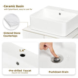 DWVO Bathroom Vanity 24 Inch with Counter Top Sink Combo, Modern Bathroom Storage Vanity Cabinet Set Included 2 Large Soft Closing Doors, Drain, Gold Handles & Legs, White DWVO