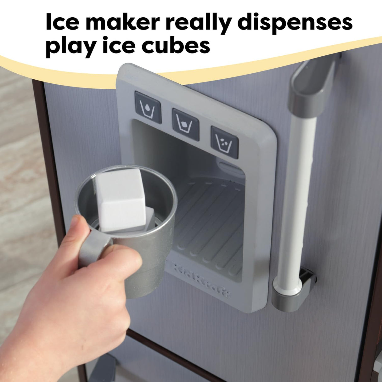 KidKraft Uptown Elite Espresso Play Kitchen with EZ Kraft Assembly™, Lights and Sounds, Working Ice Maker and Click and Turn Knobs, Gift for Ages 3+ KidKraft