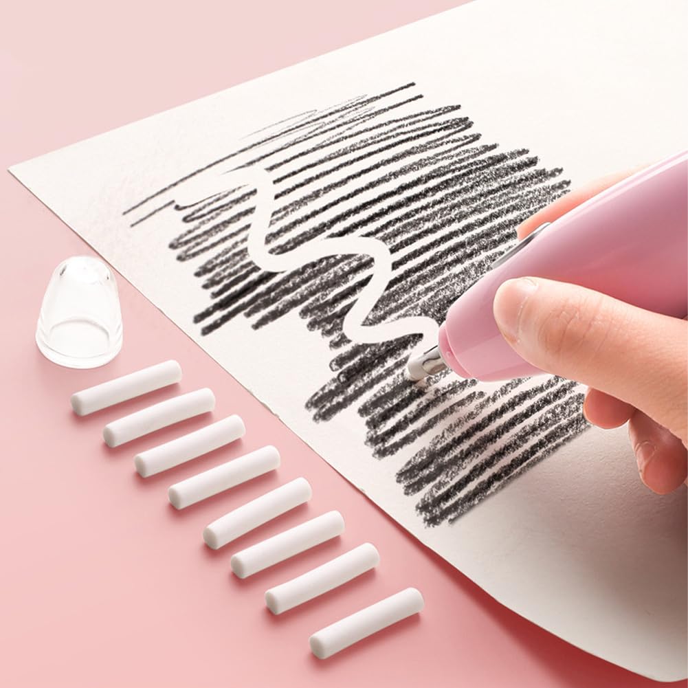Joyzan Electric Eraser Kit, Automatic Pencil Eraser Rechargeable Auto Rubbers Set 16 Refills Replacement Detailer Tool Artists Drafting Technical Drawing Sketching Graphite Color Painting Craft Art Joyzan