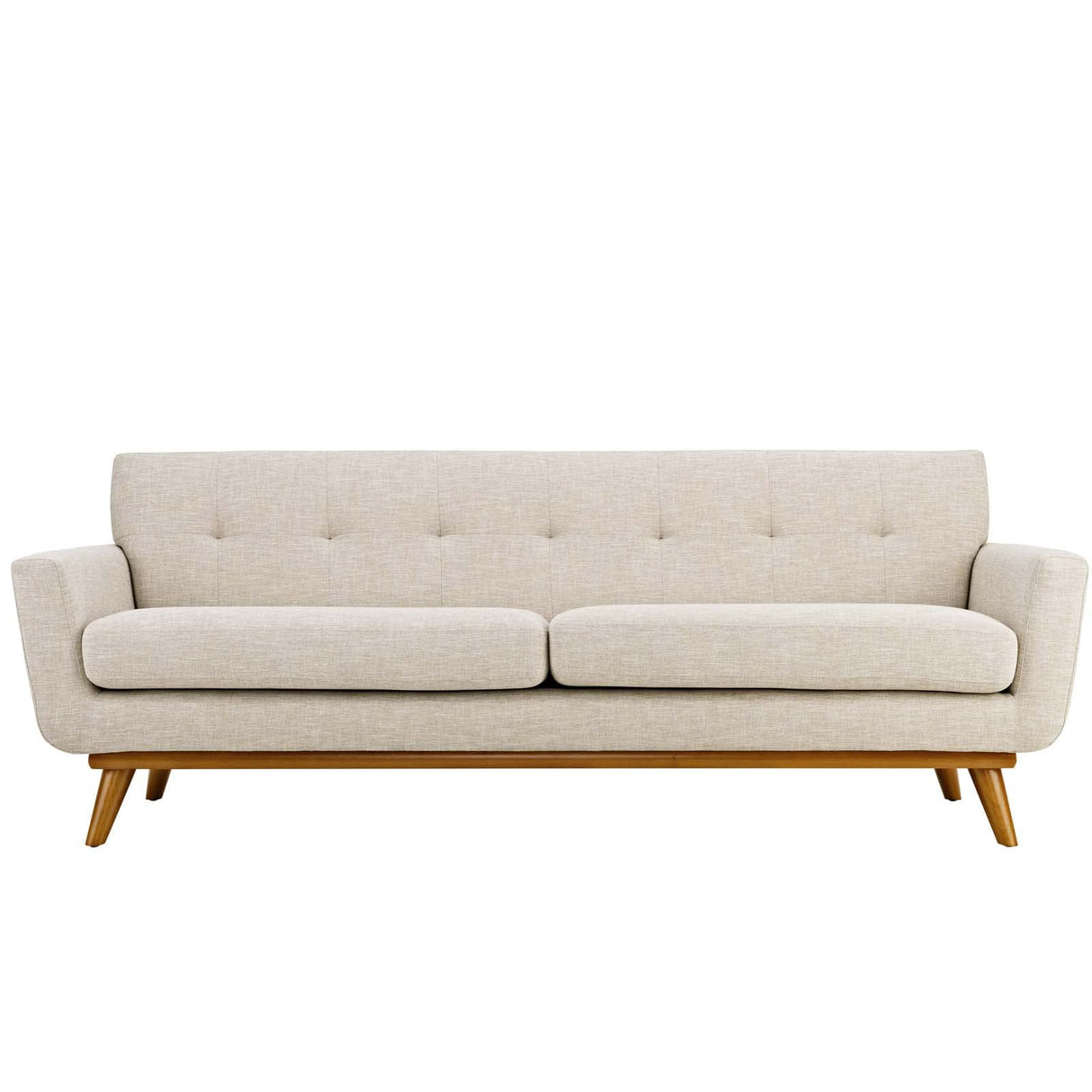 Modway Engage Mid-Century Modern Upholstered Fabric Sofa in Beige Modway