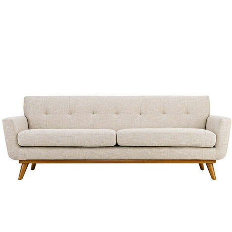 Modway Engage Mid-Century Modern Upholstered Fabric Sofa in Beige Modway