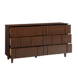 Walker Edison Contemporary Detailed 6-Drawer Solid Wood Dresser, 60 Inch, Walnut-T Walker Edison
