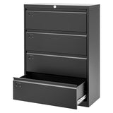 Euker 52inch High 4 Drawer Metal Lateral Filing Cabinet - File Cabinets, Lockable Storage, Organizes Hanging Files (Letter/Legal/F4/A4 Size), Requires Assembly, Visit The Letaya Store Euker