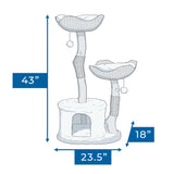 Habitat Haven The Bungalow Cat Tree - Luxury Cat Condo, Large Modern Indoor Tower with 2 Faux Fur Beds, Scratching Posts, Toys, and Den for Cats, 23.5-Inch Width x 18-Inch Depth x 43-Inch Height Habitat Haven