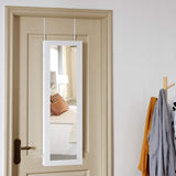 Giantex 12 LEDs Jewelry Armoire Wall Door Mounted, Jewelry Cabinet Organizer with Full-length Mirror, Ring Earring Slots Necklace Hooks and 5 Storage Shelves, Large Storage Capacity Giantex