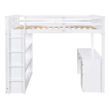 White Full Loft Bed with Desk, Bookshelf, and Storage Drawers by Harper & Bright Designs Harper & Bright Designs