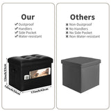 BelugaHelper Storage Ottoman Foot Rest Stool with Thicker Foam Padded Seat. Foldable Leather Footstool Bench. Small Ottoman with Storage for Living Room Bedroom Coffee Table 350 lbs, 17x13x13in, Black BelugaHelper