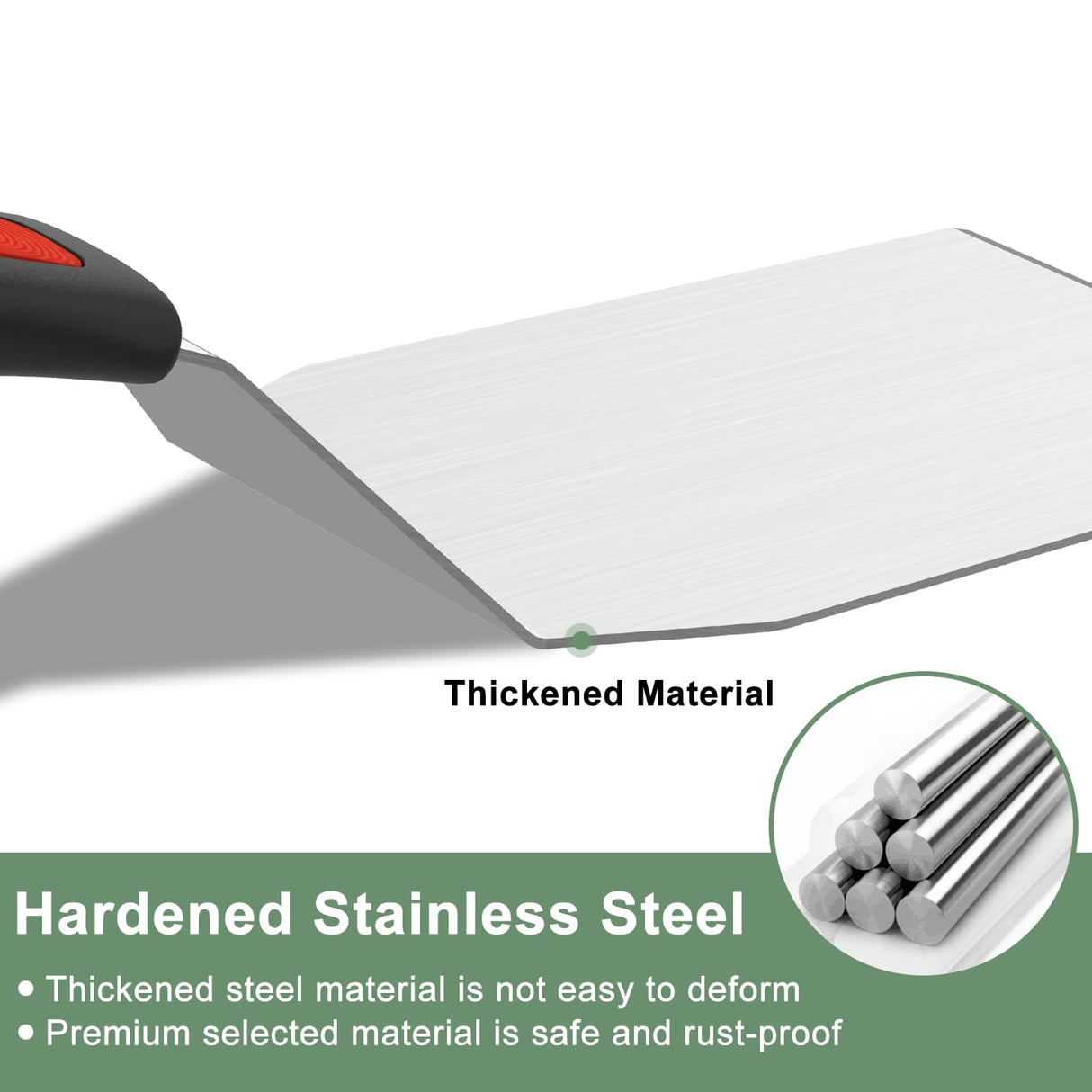 Beijiyi Stainless Steel Spatula Set, Heavy Duty Small Metal Spatula for Cooking Cast Iron Skillet with Silicone Handle - Griddle Grill Kitchen Spatula Flipper for Pancake, Fish, Smash Burger and Egg Beijiyi