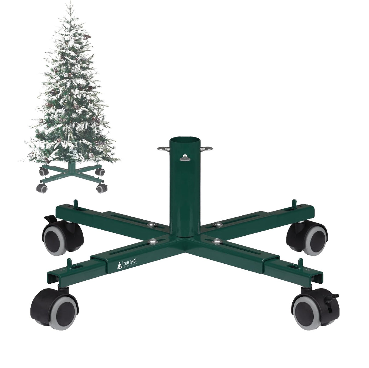 Christmas Tree Stand Base with Wheels Movable Fake Tree Holder for 6ft Artificial Plant Taxi no Tree Collar or Skirt (Green) Tree Nest