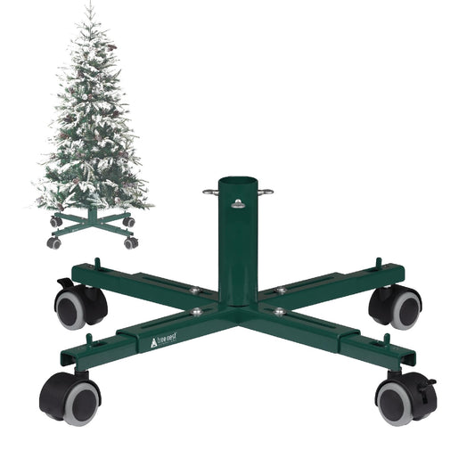 Christmas Tree Stand Base with Wheels Movable Fake Tree Holder for 6ft Artificial Plant Taxi no Tree Collar or Skirt (Green)