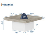 GarveeHome Square Coffee Table with Led Lights, 35 in Living Room Tables, Modern Coffee Tables with Plug-in 16-Color LED Lights, Cocktail Table for Home Office, Apartment, Reading Room GarveeHome