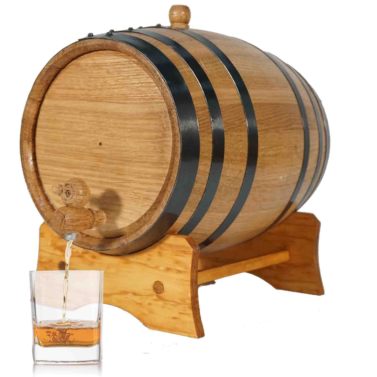3 Liter Oak Aging Barrel with Stand, Bung and Spigot - Wooden 3L Whiskey Barrels Wine Barrel Decanter For The Home Brewer, Distiller, Wine Maker and Cocktail Aging - Bourbon Barrel Gifts For Men THOUSAND OAKS BARREL