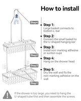 YASONIC Shower Caddy Hanging, Never Rust Shower Organizer Hanging, Aluminum Shower Racks for Inside Shower with Hooks for Razor, Bathroom Organizers and Storage with Soap Holder, Bright Silver YASONIC