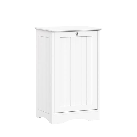 RiverRidge Ashland Tilt Out Laundry Hamper with Beadboard Design - Spacious Top Shelf, Removable Cloth Bag & Silver Knob - White Laundry Cabinet for Towels & Clothes Storage - Laundry Room Cabinets RiverRidge