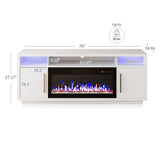 BELLEZE 70" Fireplace TV Stand for TVs Up to 75", LED Light Entertainment Center with 36" Electric Fireplace Heater, Storage Cabinet, Media Console Table for Living Room - Avenue (White) BELLEZE