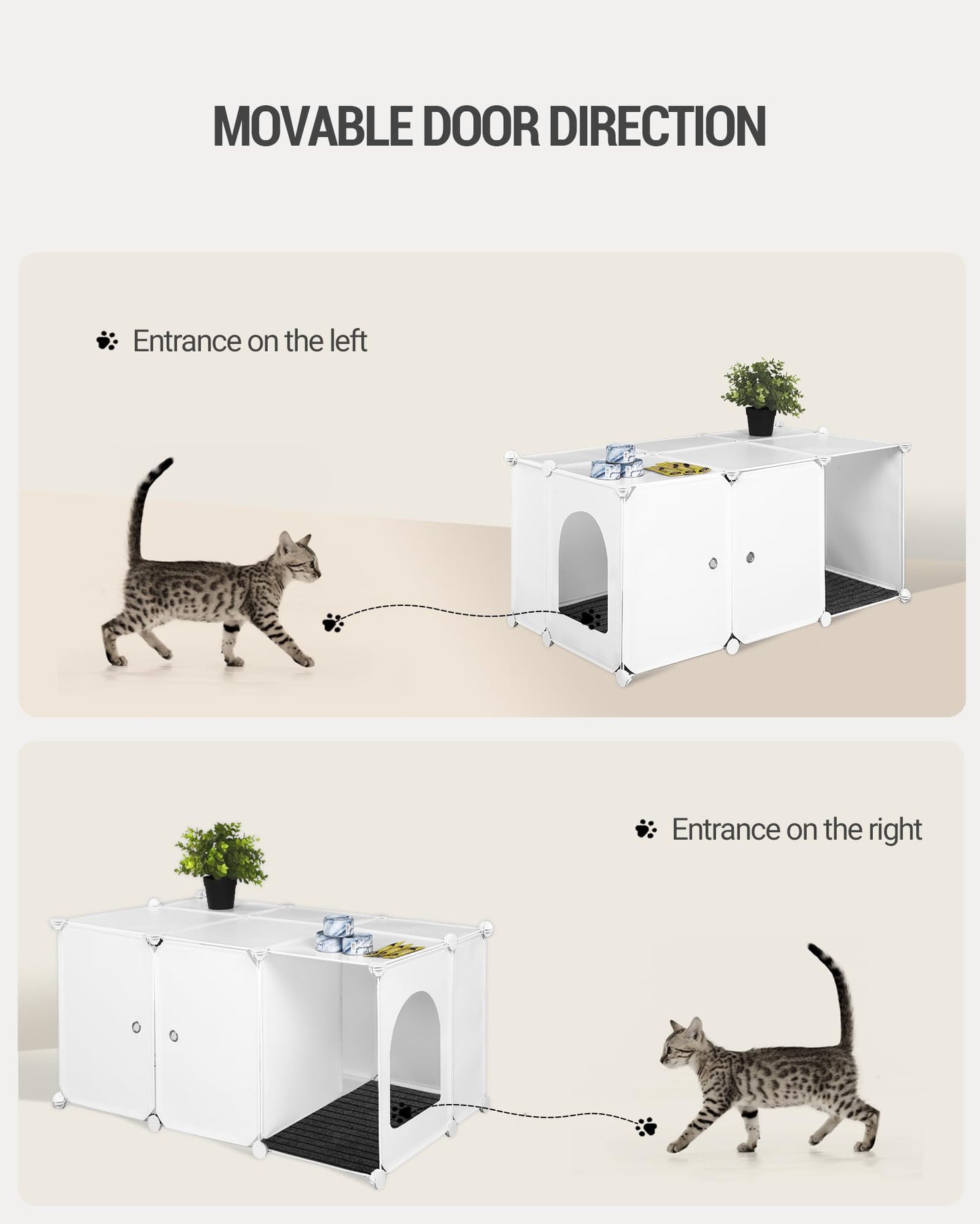 Hzuaneri Cat Litter Box Enclosure, Small Pet Enclosure, Hidden Cat Litter Box Furniture with Carpet, Easy to Clean, 35.4 x 18.5 x 15.7 inches, Bedroom, Living Room, Balcony, White CB83499WT