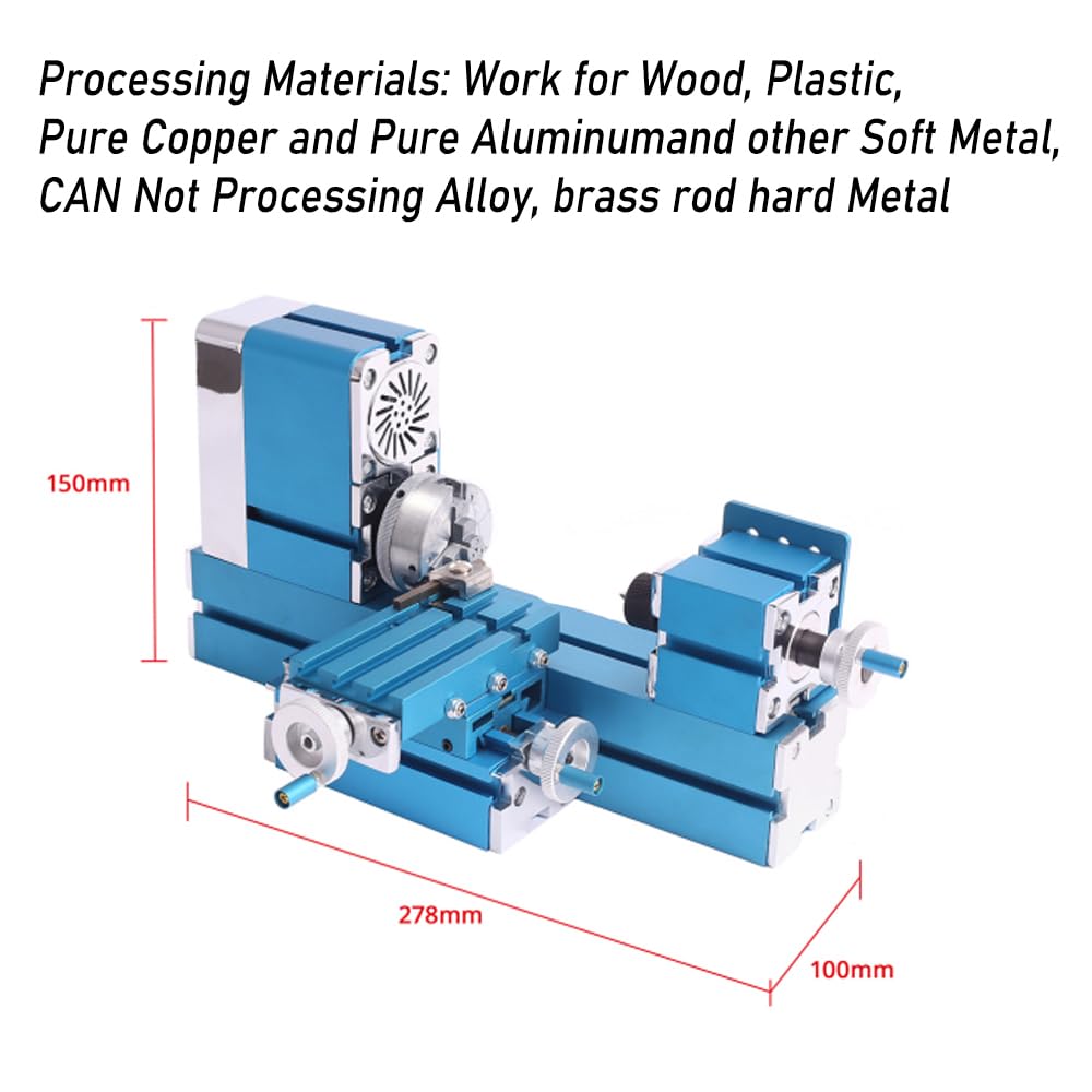 Mini Metal Lathe Machine DIY Tool Benchtop Wood Lathe Woodworking for Hobby Sience Education Modelmaking, AC110V-240V50/60HZ - WoodArtSupply