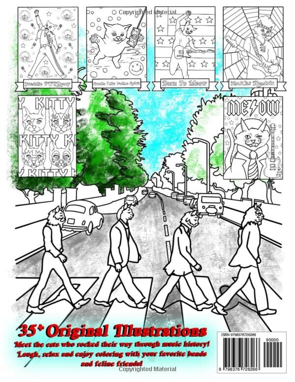Rock and Roll Cats Coloring Book: A Funny Music and Guitar Coloring Book for Cat Lovers, Adults, Teens and Kids (Cat Coloring Books) WoodArtSupply