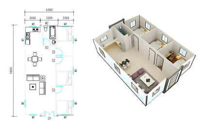 3 Bedroom 40FT Tiny House – Foldable Expandable Prefab Home Kit with Kitchen, Bathroom, and Toilet – Mobile Modular Living Solution for Adults (40 x 20Ft- Three Bedroom Layout) - WoodArtSupply