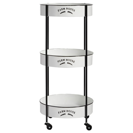 Deco 79 Metal Kitchen Rolling 3 Shelf Storage Cart with Wheels, 16" x 16" x 34", White, LARGE SIZE Deco 79