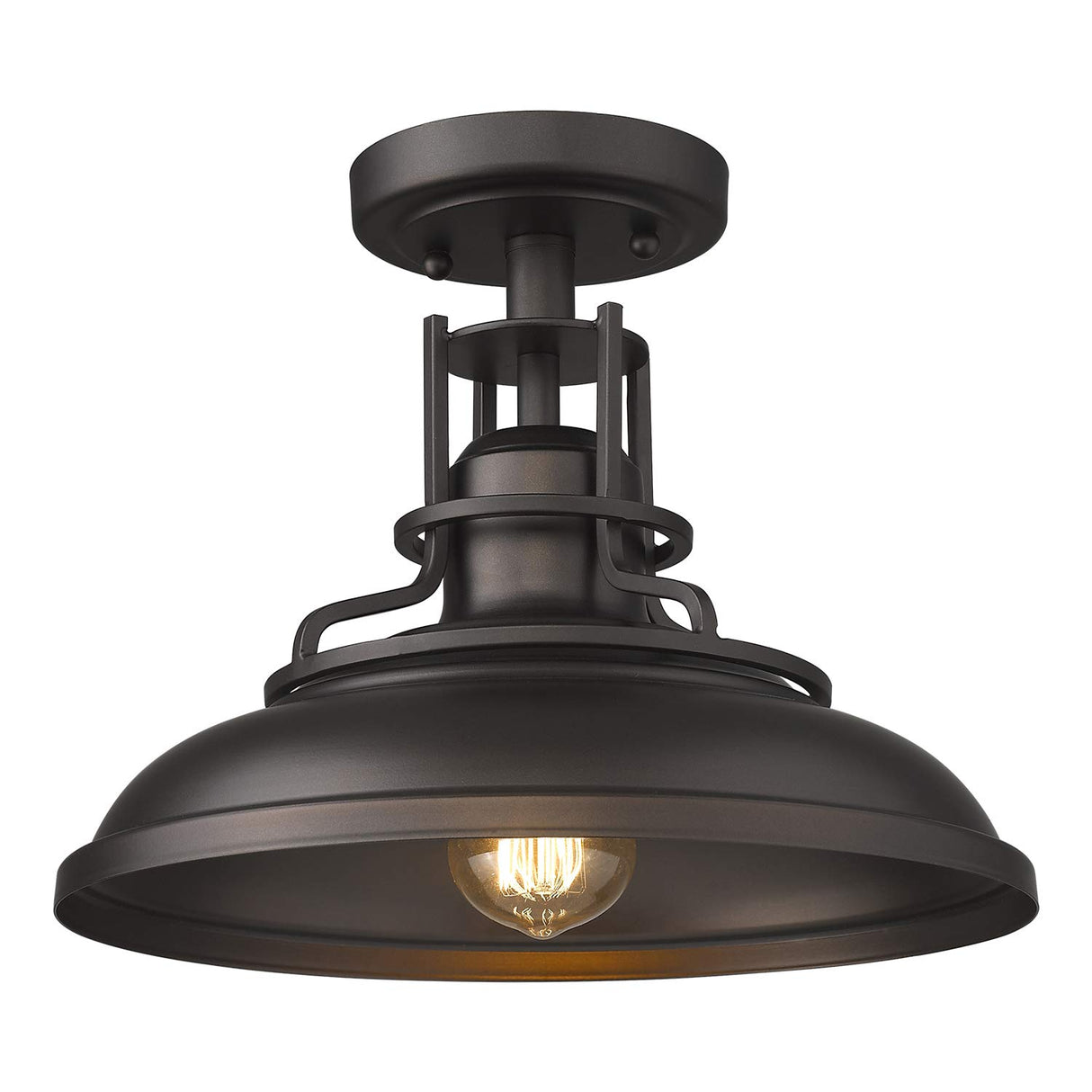 FEMILA 1-Light Semi Flush Mount Light Fixture, 12 inch Farmhouse Ceiling Light Fixture for Hallway, Porch, Laundry, Foyer, Oil Rubbed Bronze Finish, 4FY15-F ORB FEMILA