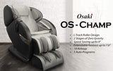 Osaki OS- Massage Chair, Polypropylene, Black & Brown Osaki