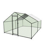 Large Metal Chicken Coop with Run, Walkin Poultry Cage for Outdoor and Yard Farm Use, Waterproof Cover, Duck Rabbit Cat House Chicken Run Pen (13.1'L x 9.8'W x 6.6'H) FNRKUF