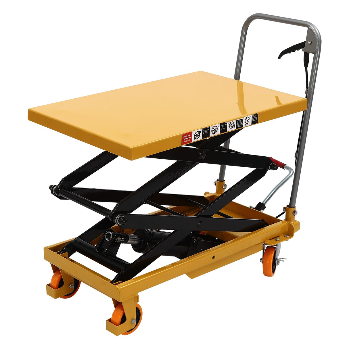 330lbs Hydraulic Scissor Lift Table Cart, Double Scissor Hydraulic Lift Table Cart Non Slip Pad Cart w/4 Wheels Simple Operation Elevating Cart (330, Pounds) TBVECHI