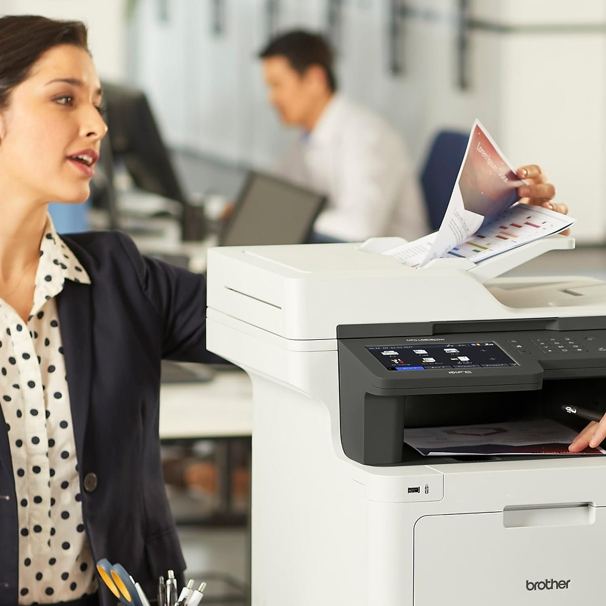 Brother MFC‐L8905CDW Business Color Laser All‐in‐One Printer, 7” Touchscreen Display, Duplex Print/Scan, Wireless, White Brother