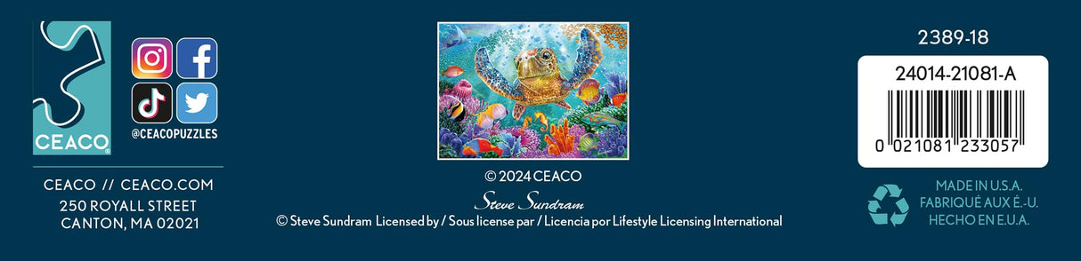 Ceaco - Steve Sundram - Turtle Flight - 500 Piece Jigsaw Puzzle – Oversized Pieces – Easy to Hold – EZ Hold Ceaco